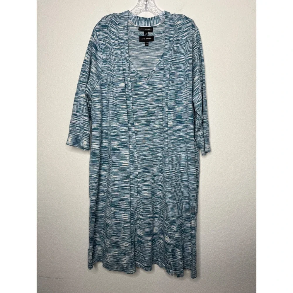 Lane Bryant Blue Space Dye Sweater Dress and Cardigan Set Plus Size 18/20 Midi